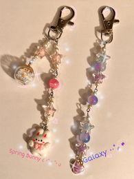 Keychains Kawaii Beaded Spring Galaxy Keyring Fairycore Y2k