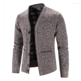 Men's Sweaters Stand-up Collar Cardigans For Men Slim Fit Velvet Thick Fashion Casual Jacket Winter Sweatercoats Cardigan