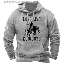 Men's Hoodies Sweatshirts Autumn Men's Hoodie Horse Sweater Long Sleeve Hooded Clothing Casual Sweatshirt Retro Hoodie For Men Riding Clothes T230719