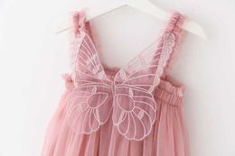 Girl's Dresses 1-5T Baby Butterfly Princess Dress Pink Wedding Dress For Flower Girl 12M Infant 1st Birthday Baptism Outfit Summer Casual Cloth