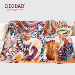 Blankets Deodar Nordic Bohemian 100% Cotton Gauze Sofa Towel Bed Cover All Season Nap Bedspread Travel Camping Throw Blanket for Sleeping 230718