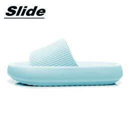 Thick soled home slippers for women in summer soft and comfortable indoor environment couples cool mop fecal sensation bath silent slipper blue white red