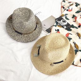 Wide Brim Hats Sun Shade Hat Parent-child Mixed Colourful Straw Girl Tassel Sunscreen Jazz Fashion Holiday Female Summer Beach Visor H129