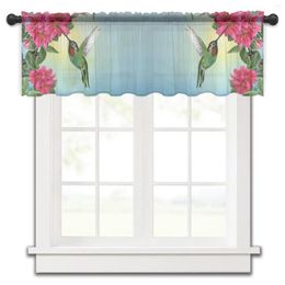 Curtain Spring Flower Hummingbird Kitchen Small Window Tulle Sheer Short Bedroom Living Room Home Decor Voile Drapes