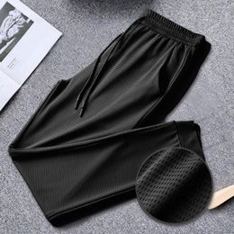 Men's Pants Casual Men Trousers Handsome Quick Dry Ankle Tied Feather Print Bottoms For School
