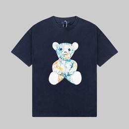 23SS New Woman Men's Solid T-Shirts High End Limited Classic Cartoon Bear Graffiti Printing Tee Summer Beach Breathable Fashion Street Short Sleeve TJAMMTX352