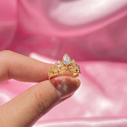 Rapunzel Ring For Women Girls Princess Crown Ring Engagement Jewelry Accessorie Gift Engagement Ring Adjustable Gold Plated Ring