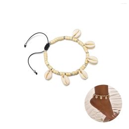 Anklets Trendy Pure White Shell Anklet Rice Seed Beaded Beach Retractable Woven Rope Feet Chain Waterproof Bohemian Summer Body Jewellery