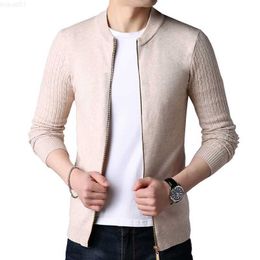 Men's Sweaters TFETTERS New Autumn Winter Knitted Cardigan Men Sweater Cardigan Sweater Men's Slim Sweater Coat Pure Colour Jacket Cardigan L230719