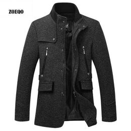Men's Wool Blends ZOEQO wool Jacket Men Casual Coat Slim Fit Jackets Fashion Outerwear Man spring autumn Jacket Overcoat Pea Coat Plus Size 3XL HKD230718