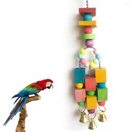 Other Bird Supplies Multi-color Squares Block Beads Bells Parrot Nest Cages Hangings Toys Decorative Ornaments With Mini Hanging Pendant