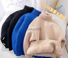 Pullover 2022 Winter Girls Boys Casual Thick Warm Fleece Turtle-neck Sweaters Cardigan HKD230719