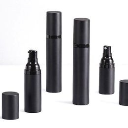 luxury empty matte plastic airless cosmetic lotion pump bottle black 15ml 30 ml 50ml Pokgf