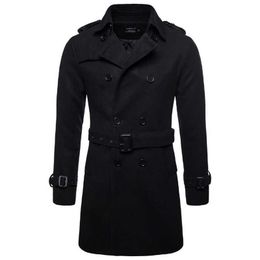 Men's Wool Blends Europe and America Long Wool Blends Coat Men Autumn Winter Double Breasted Windbreaker Jacket Men Brand Pea Coat US Size XXL HKD230718