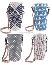 Water Bottles Cages Water Bottle Carrier Holder Bag Pouch with Adjustable Shoulder Strap for Large Stainless Steel Travel Thermos Bottle HKD230719