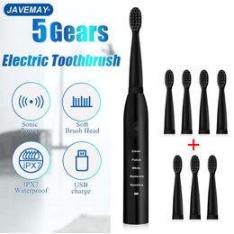 Toothbrush Electric Toothbrush Powerful Ultrasonic Sonic USB Charge Rechargeable Tooth Washable Electronic Whitening Timer Teeth Brush J110 230718