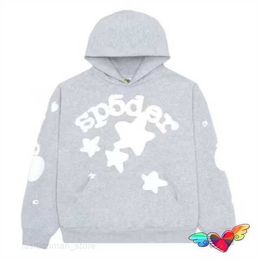 Men's Hoodies Sweatshirts 2023 Grey Sp5der Men Women White Foam Graphic Young Thug Spider Hip Hop 555555 Sweatshirt World Wide Pullover 6 NXD1