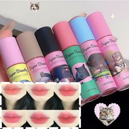 Lip Gloss Cute Cat Velvet Matte Mousse Mud Lipstick Creamy Texture Waterproof Non-stick Cup Red Sexy Tint Makeup Cosmetic