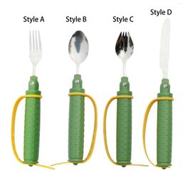 Dinnerware Sets Easy Grip Spoon Fork Stainless Steel Universal Anti-Shaking For Eating Elderly