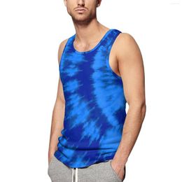 Men's Tank Tops Blue Swirl Tie Dye Top Men Midnight And Aqua Vintage Daily Gym Graphic Sleeveless Shirts 3XL 4XL 5XL