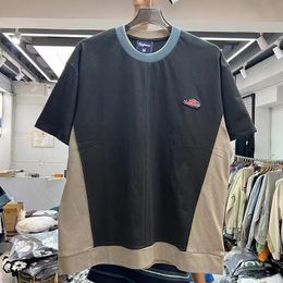 Men s T Shirts Heavy color splicing round necked short sleeved t shirt 230719
