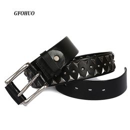 Neck Ties Genuine Leather Heavy Metal Rivet Punk Belts For Men Rock Stud Cowboy Belt Ceinture Homme Waist Cinturon Mujer 230718