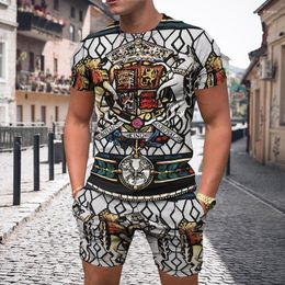 Men's Tracksuits Summer Men Tracksuit Set For Man Oversized Clothes 3D Print T Shirt Shorts Sportswear Tshirts 2-Piece Suit Jogger Outfits