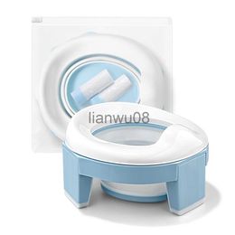 Potties Seats TYRYHU Baby Pot Portable Silicone Baby Potty Training Seat 3 in 1 Travel Toilet Seat Foldable Blue Children Potty With Bags x0719