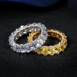 Charming Women Ring Gold Plated Bling Clear Yellow CZ Diamond Stone Rings for Girls Women for Party Wedding185a