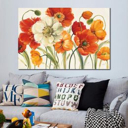 Abstract Canvas Art Poppies Melody I Hand Painted Landscapes Painting for Hotels Decor Modern