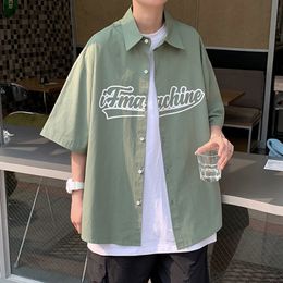 Men's Casual Shirts Summer hawaiian shirt coat men's Korean fashion versatile ruffian handsome 5 sleeve ins top camiseta streetwear 230719