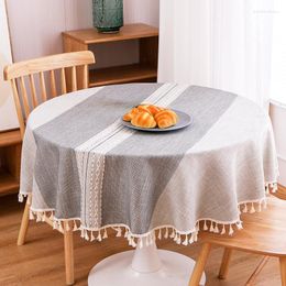 Table Cloth Cotton Linen Lace Tassel Wear-resistant Tablecloth Premium Light Luxury Simplified Thickening Dustproof Cover