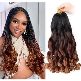 French Curl Braiding Hair 22 Inch 75g/Pack Pre Stretched Braiding Curly Hair Loose Wavy Braiding Hair Extensions with Curly Ends for Women LS04