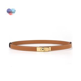 Neck Ties Classical Simple Designed Belt Female Genuine Cowhide Leather Pure Copper Golden or Silver Buckle Adjustable Length Waist 230718