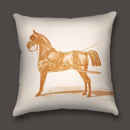 Luxury Horse Series Square Pillow Holland Velvet Super Soft Sample Room Decoration Printing Cushion Cover 2023071901