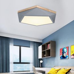 Ceiling Lights JJC Nordic Bedroom Simple Modern Creative Polygon LED Interior Lighting Study Lamps