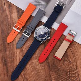 Watch Bands Nylon Canvas Watchband Genuine Leather Strap 18/20/22mm Waterproof Sailcloth Band Universal Wristbelt Bracelet