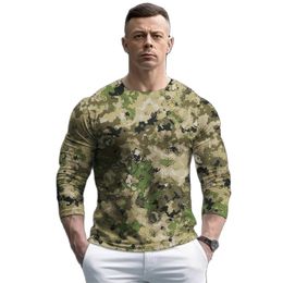 Men Camouflage Long Sleeve T shirt Military Clothes Outdoor Hunting O Neck Oversized Tops Hiking Camping Climbing Men's Clothing