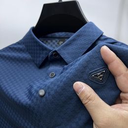 Herren Polos Luxury Highend Ice Nahtloses Kurzarm -Polo -Hemd für Sommermodebriefsticke Street T -Shirt Top 230718