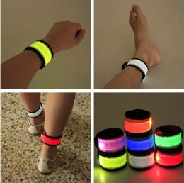 NEW Nylon LED Sports Slap Wrist Strap Bands Wristband Outdoor Night Light Flash Bracelet Glowing Flare Strap Party Concert Armband DHL Free