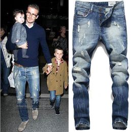 Mode-Herren gefälschte Designer-Kleidung Jeans zerrissene gerade lange Jeans Mode Hosen männliche Kleidung Pants232k