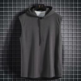 Mens Tank Tops Summer Muscle Hoodie Vest Sleeveless Fitness Shirt High Quality Hip Hop Sweatshirt Top 230718