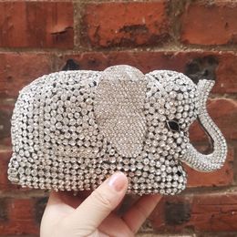 Evening Bags Fashion est Luxury Crystal Diamond Elephant Bag Deluxe Indian s Metal Zinc Alloy Bridal Party Purse SC487 230718