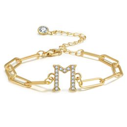 Link Bracelets Chain Fashion Gold Initial For Women Statement Paperclip Letter Bracelet On Hand Dainty Jewelry