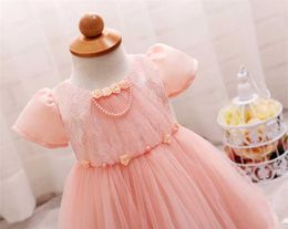 Girl's Dresses 0-2T Baby Girl White Dress Lace Flower Girls Dressese for Weddings Infant 1st Birthday Princess Bow Clothes Babe Tulle Gown