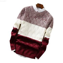 Men's Sweaters Men's O-Neck Puloover Warm Autumn Winter Patchwork Comfortable Slim Fit No Yq Clothes Knitted Casual Male Sweater Drop Shipping L230719