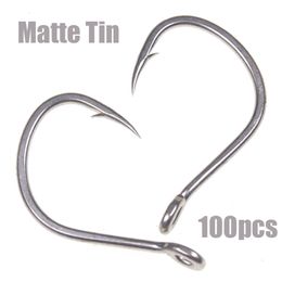 Fishing Hooks 100pcs Anti-rust Matte Tin Thick Steel Wire Barbed Hook Strong Saltwater Assist Jigging Lure Hook 1# 10 20 30 40 50 230718