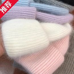 Fashion Face Masks Neck Gaiter Winter Angora Rabbit Keep Warm Knitting Solid Cap Leisure Lady Skullies Beanies Cap Men Women Cool Hat 230719