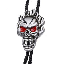 Bolo Ties Flame ghost head bolo tie western accessories fashion metal tie clip fashion tie western cowboy bolo tie HKD230719