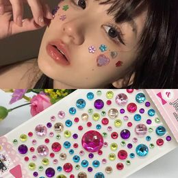 DIY Face Makeup Decoration Acrylic Sticker Crystal Diamond Drill Phone Decoration Sticker Disposable Rhinestones Tattoo Stickers